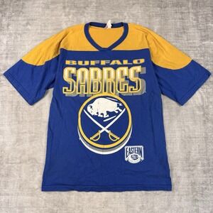 Buffalo Sabres Shirt Mens Large Blue Vtg‎ NHL Hockey Jersey Style Off The Bench